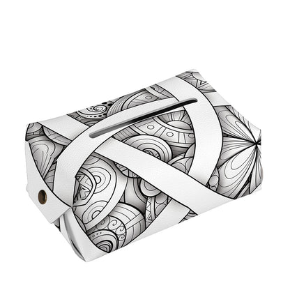 White Celtic Trinity Knot Symbol Print Rectangle Tissue Box Cover