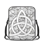 White Celtic Trinity Knot Symbol Print Rectangular Crossbody Bag