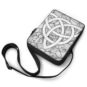 White Celtic Trinity Knot Symbol Print Rectangular Crossbody Bag