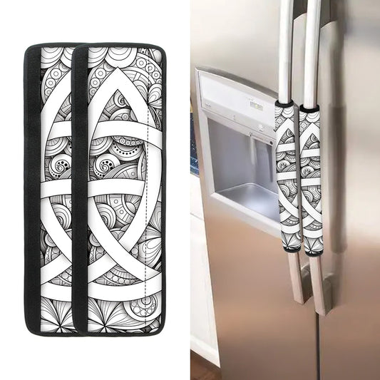 White Celtic Trinity Knot Symbol Print Refrigerator Handle Covers