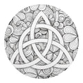 White Celtic Trinity Knot Symbol Print Round Blanket