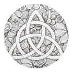 White Celtic Trinity Knot Symbol Print Round Blanket