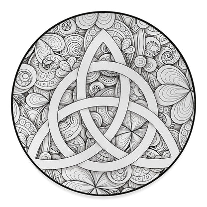 White Celtic Trinity Knot Symbol Print Round Floor Mat