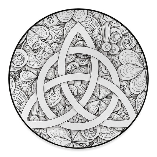 White Celtic Trinity Knot Symbol Print Round Floor Mat
