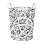 White Celtic Trinity Knot Symbol Print Round Laundry Basket