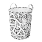 White Celtic Trinity Knot Symbol Print Round Laundry Basket