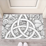 White Celtic Trinity Knot Symbol Print Rubber Doormat