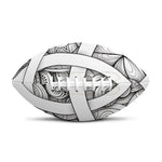White Celtic Trinity Knot Symbol Print Rugby Ball