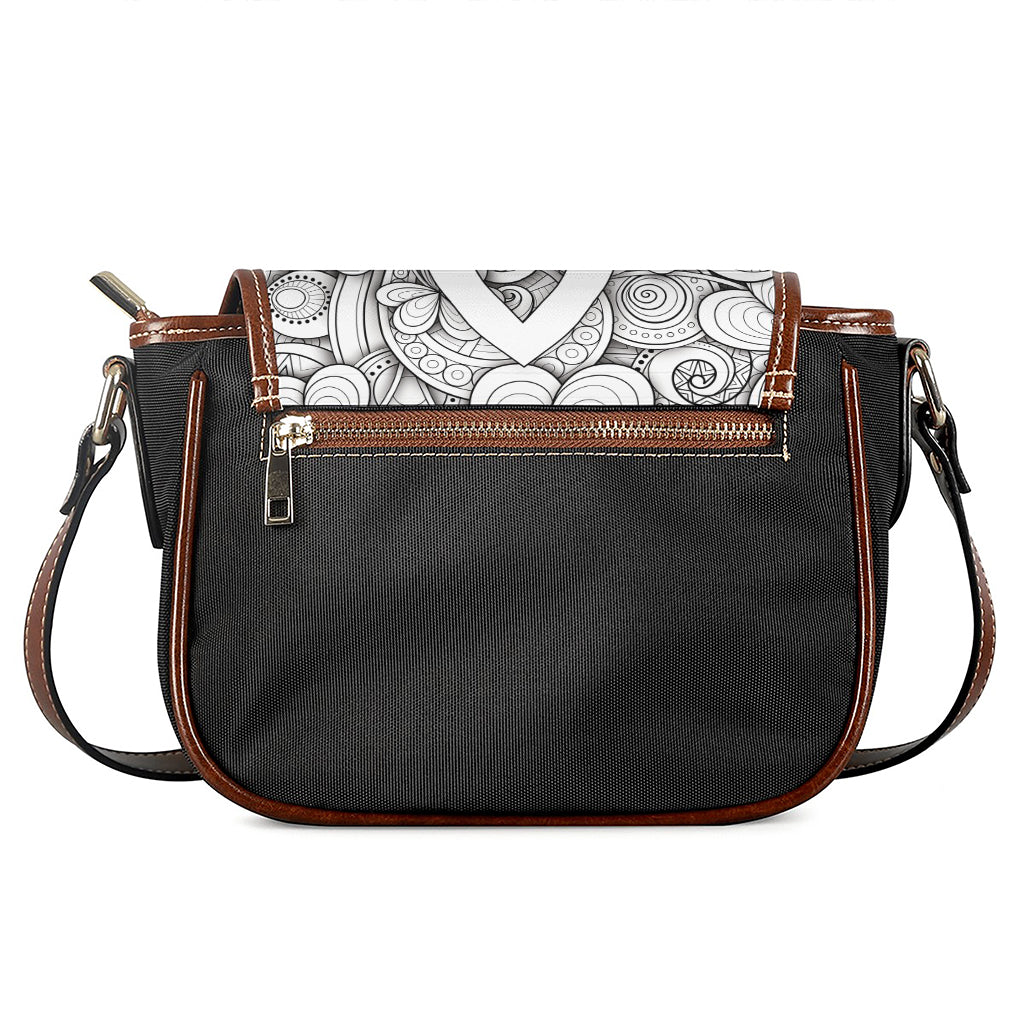 White Celtic Trinity Knot Symbol Print Saddle Bag