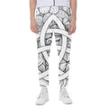 White Celtic Trinity Knot Symbol Print Joggers