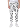 White Celtic Trinity Knot Symbol Print Scuba Joggers