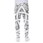 White Celtic Trinity Knot Symbol Print Scuba Joggers