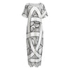 White Celtic Trinity Knot Symbol Print Short Sleeve Long Nightdress