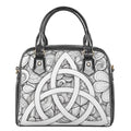White Celtic Trinity Knot Symbol Print Shoulder Handbag