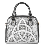 White Celtic Trinity Knot Symbol Print Shoulder Handbag
