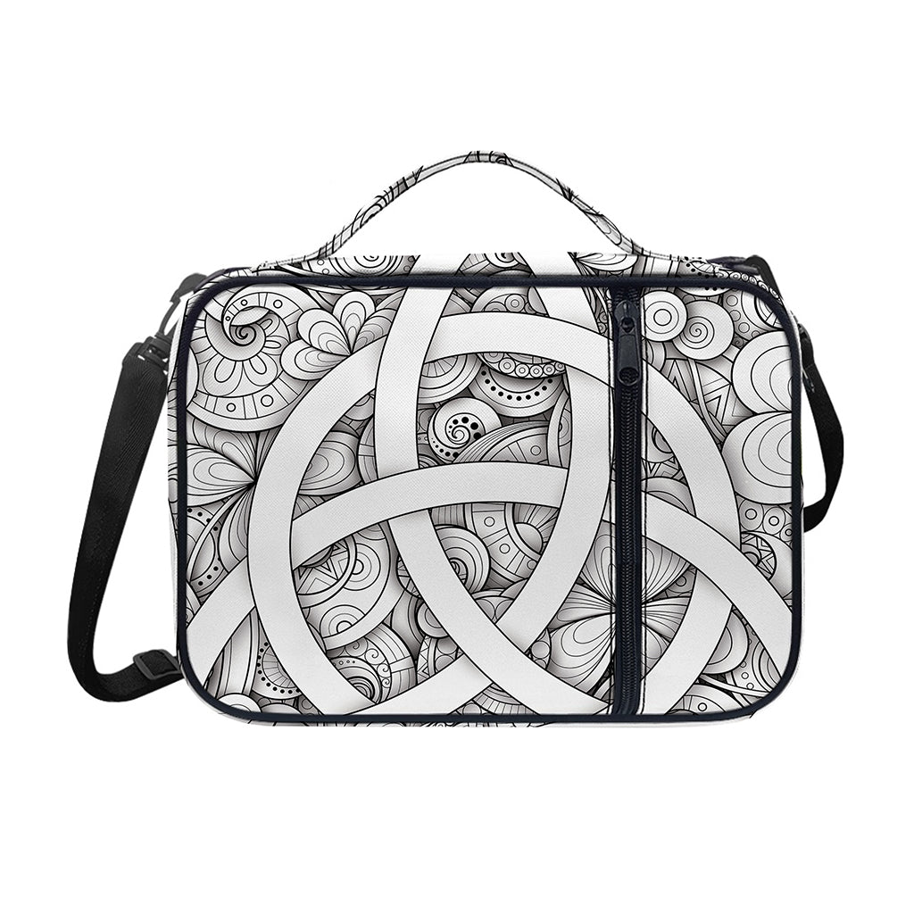 White Celtic Trinity Knot Symbol Print Shoulder Strap Bible Bag