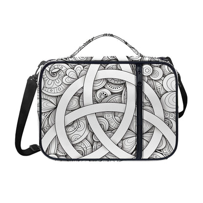 White Celtic Trinity Knot Symbol Print Shoulder Strap Bible Bag
