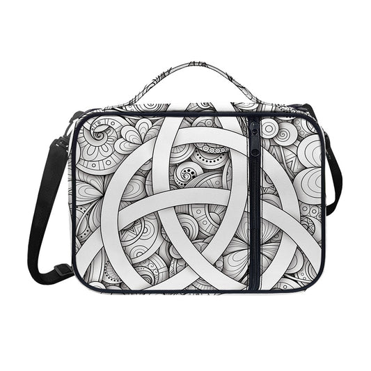 White Celtic Trinity Knot Symbol Print Shoulder Strap Bible Bag