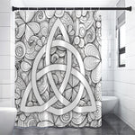 White Celtic Trinity Knot Symbol Print Shower Curtain