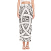 White Celtic Trinity Knot Symbol Print Side Slit Maxi Skirt