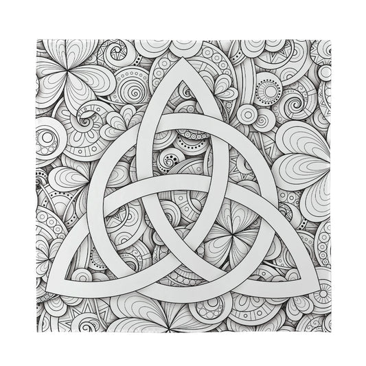White Celtic Trinity Knot Symbol Print Silk Bandana