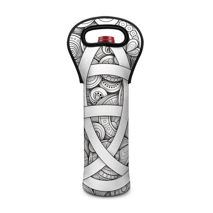 White Celtic Trinity Knot Symbol Print Single Neoprene Wine Tote