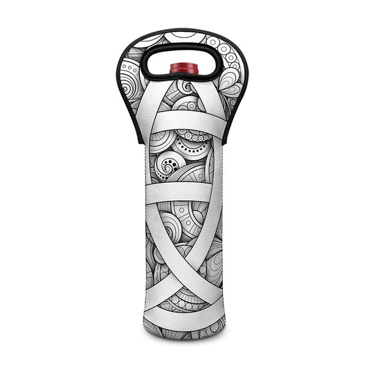White Celtic Trinity Knot Symbol Print Single Neoprene Wine Tote
