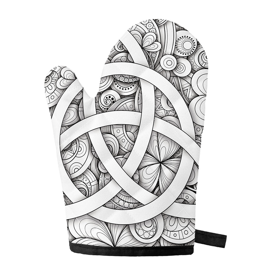 White Celtic Trinity Knot Symbol Print Single Oven Mitt