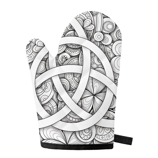 White Celtic Trinity Knot Symbol Print Single Oven Mitt
