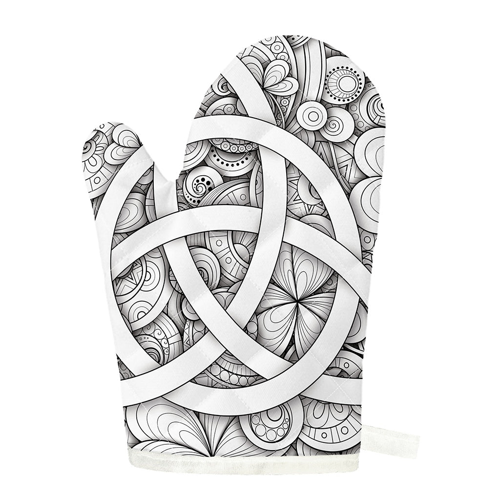 White Celtic Trinity Knot Symbol Print Single Oven Mitt