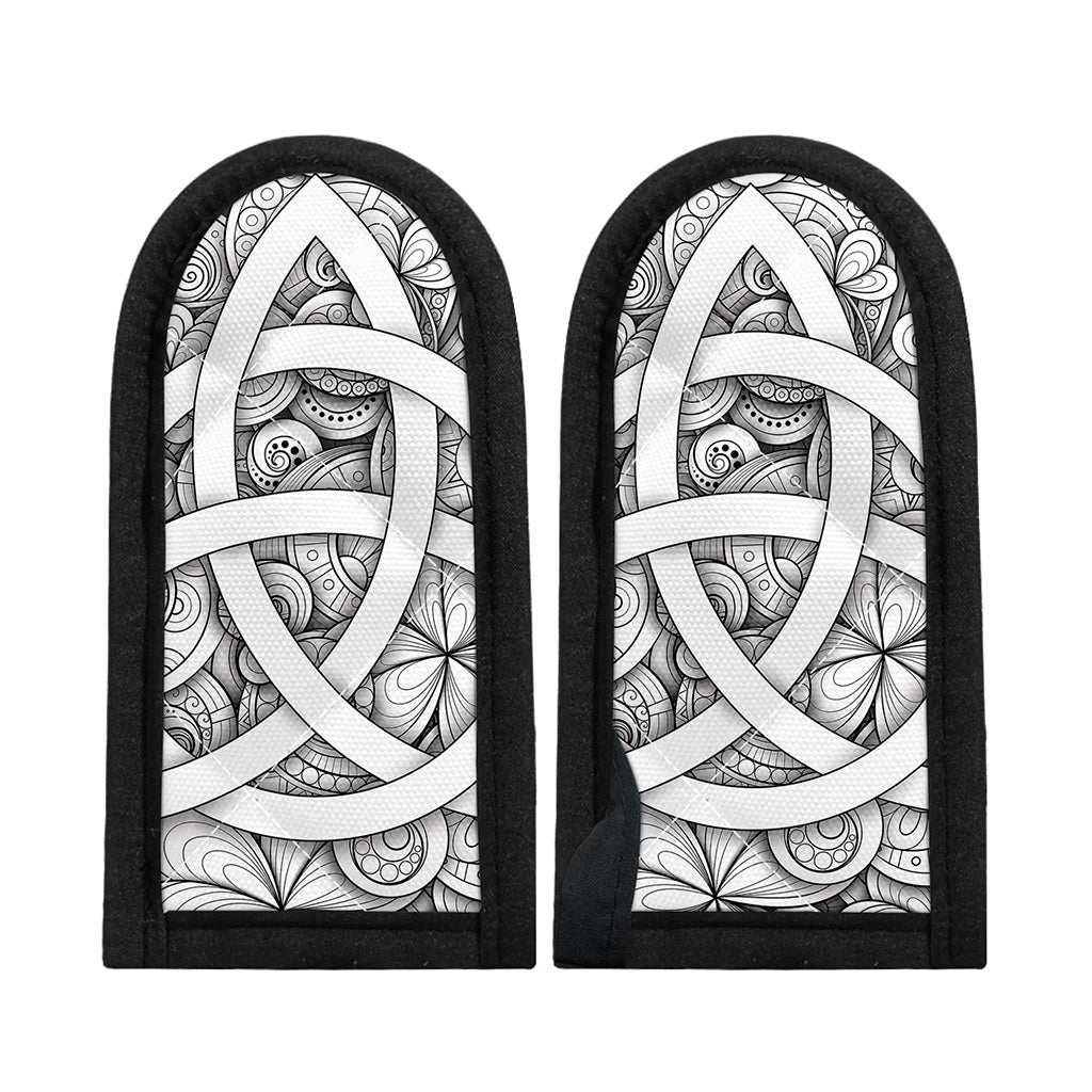 White Celtic Trinity Knot Symbol Print Skillet Handle Cover