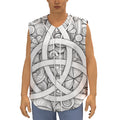 White Celtic Trinity Knot Symbol Print Sleeveless Baseball Jersey