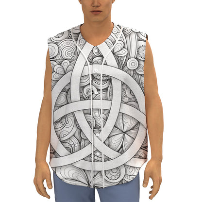 White Celtic Trinity Knot Symbol Print Sleeveless Baseball Jersey