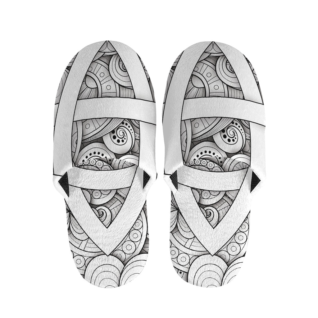 White Celtic Trinity Knot Symbol Print Slippers