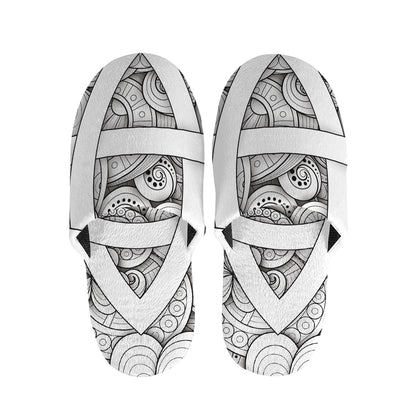 White Celtic Trinity Knot Symbol Print Slippers