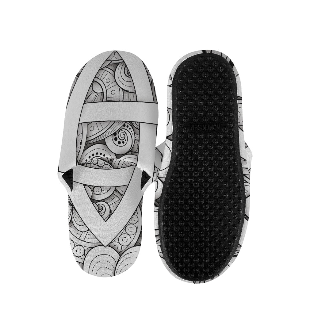 White Celtic Trinity Knot Symbol Print Slippers