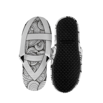 White Celtic Trinity Knot Symbol Print Slippers