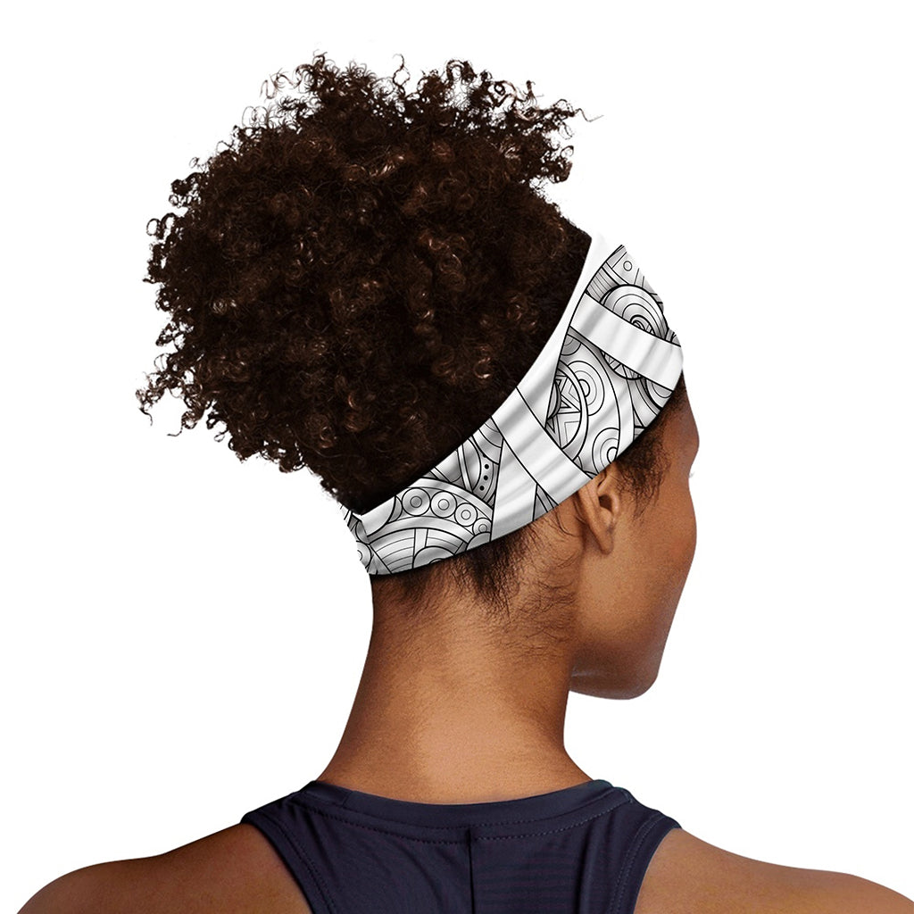 White Celtic Trinity Knot Symbol Print Sports Headband