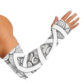 White Celtic Trinity Knot Symbol Print Sun Protection Arm Sleeves