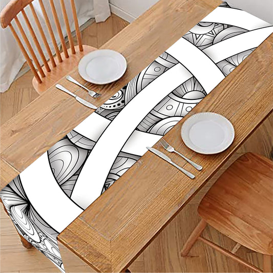 White Celtic Trinity Knot Symbol Print Table Runner