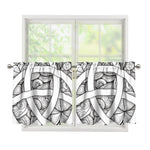 White Celtic Trinity Knot Symbol Print Tier Curtains