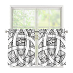 White Celtic Trinity Knot Symbol Print Tier Curtains
