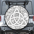 White Celtic Trinity Knot Symbol Print Tire Cover