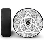 White Celtic Trinity Knot Symbol Print Tire Cover With Camera Hole