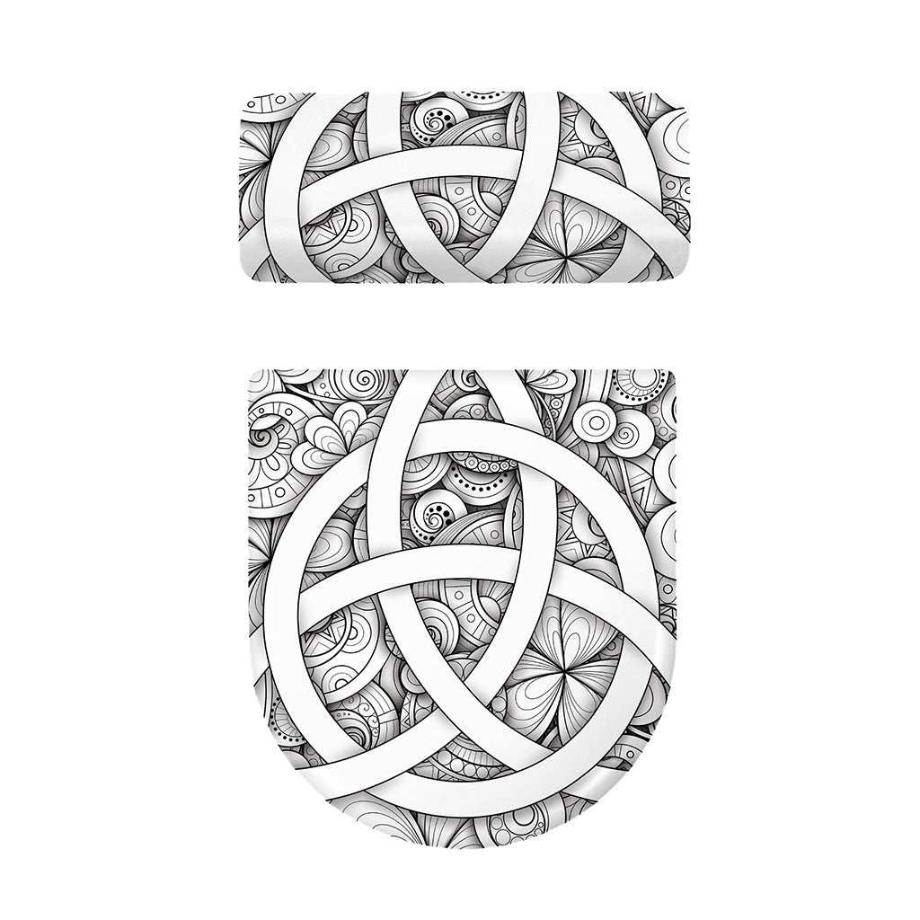 White Celtic Trinity Knot Symbol Print Toilet Lid And Tank Cover Set