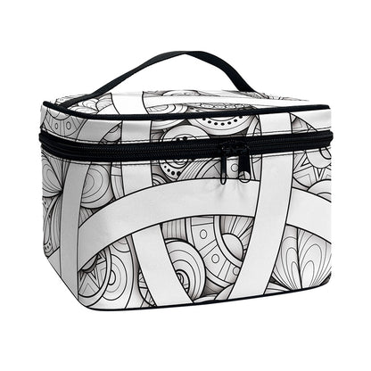 White Celtic Trinity Knot Symbol Print Travel Makeup Bag