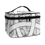 White Celtic Trinity Knot Symbol Print Travel Makeup Bag