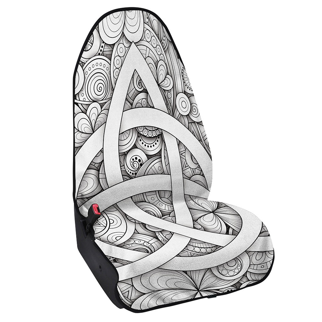 White Celtic Trinity Knot Symbol Print Waterproof Car Seat Cover
