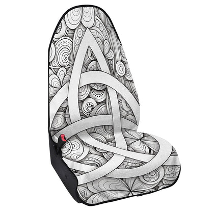 White Celtic Trinity Knot Symbol Print Waterproof Car Seat Cover