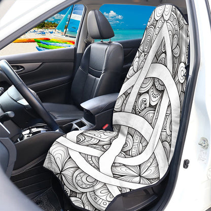 White Celtic Trinity Knot Symbol Print Waterproof Car Seat Cover